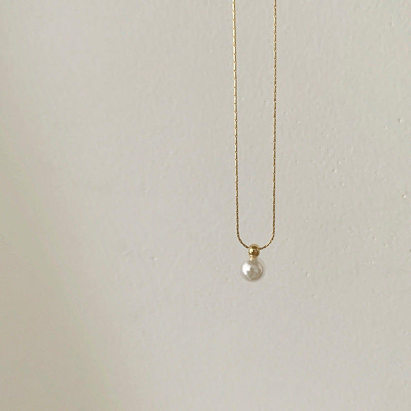 simple style solid color stainless steel plating 18k gold plated pendant necklace