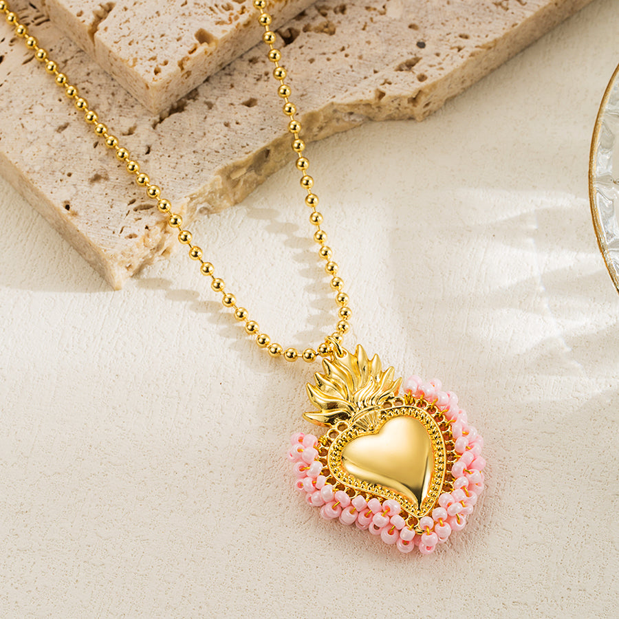 elegant vintage style simple style heart shape copper 18k gold plated pendant necklace in bulk