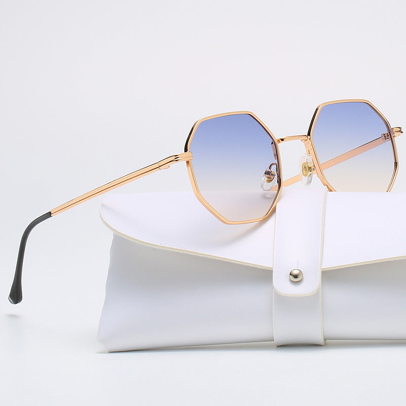 retro hexagon pc polygon full frame women's sunglasses