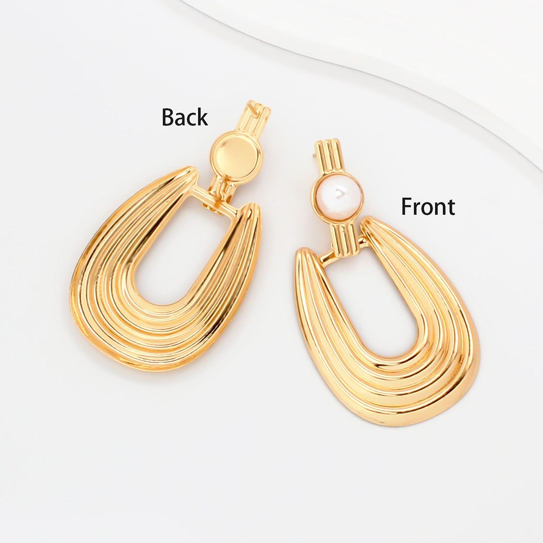 1 Pair Retro Round Plating Inlay Iron Pearl Drop Earrings