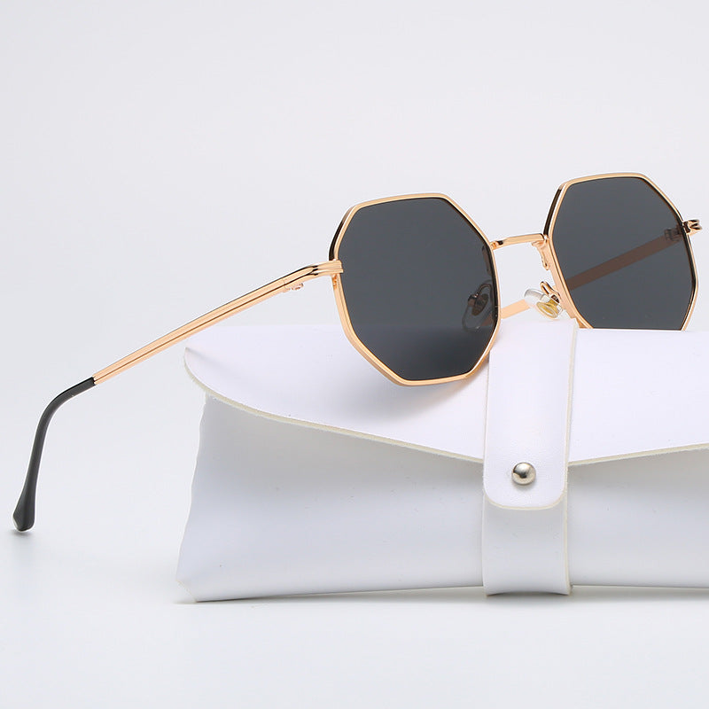 retro hexagon pc polygon full frame women's sunglasses
