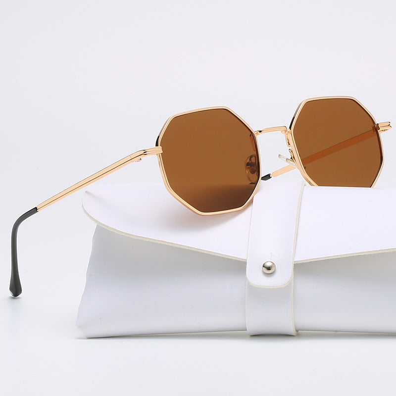 retro hexagon pc polygon full frame women's sunglasses