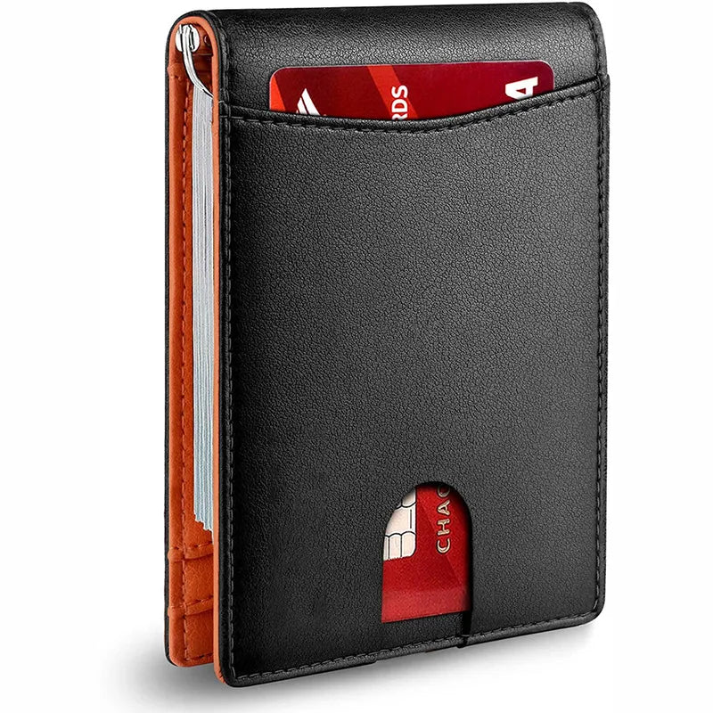 Men's Solid Color Carbon Fiber Microfiber Flip Cover Card Holders