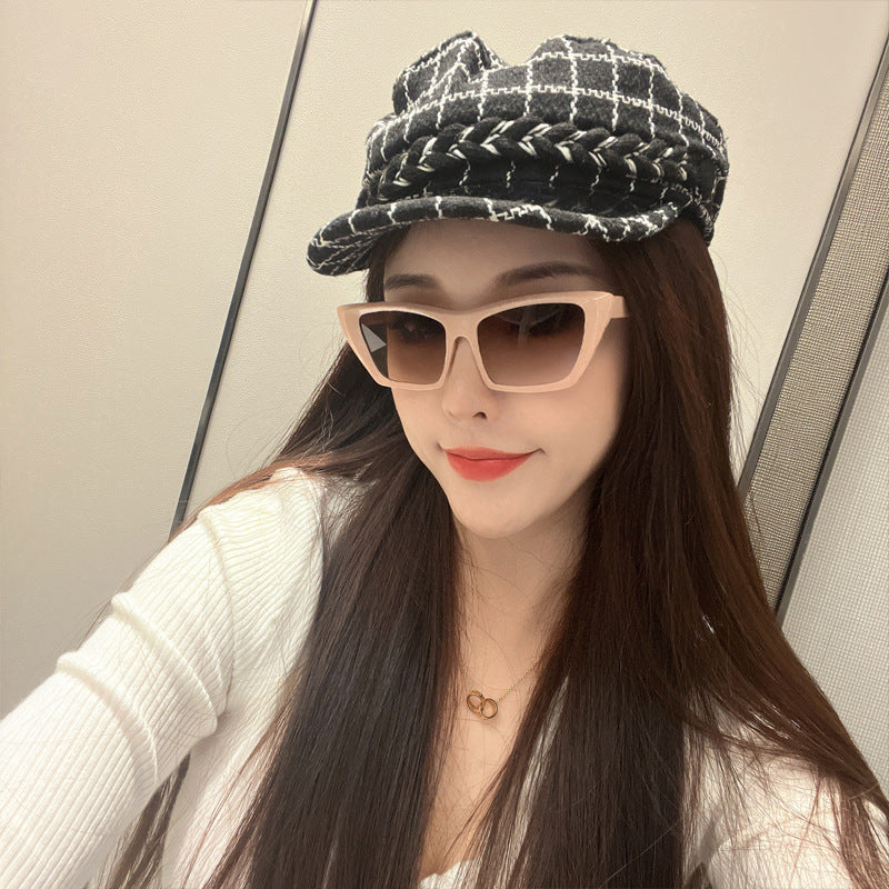 fashion leopard pc uv400 resin cat eye patchwork full frame women's sunglasses