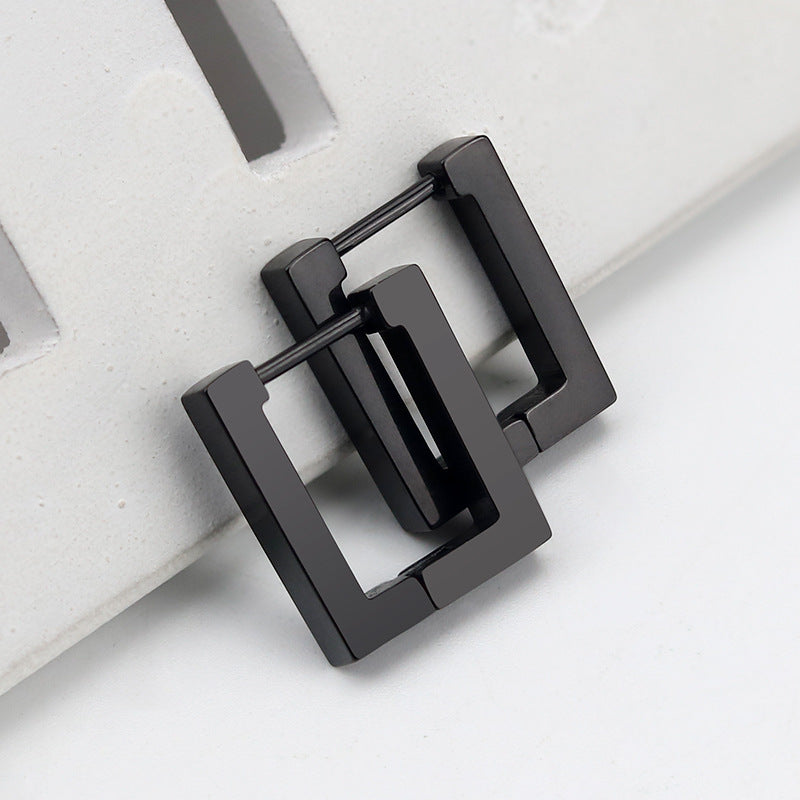 simple style triangle hexagon titanium steel plating drop earrings 1 pair