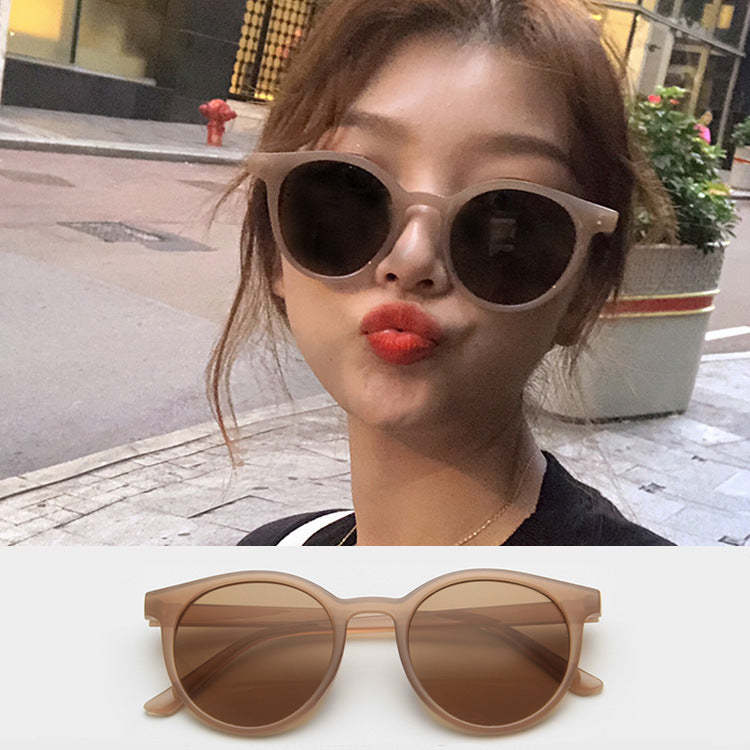 unisex retro solid color pc round frame sunglasses