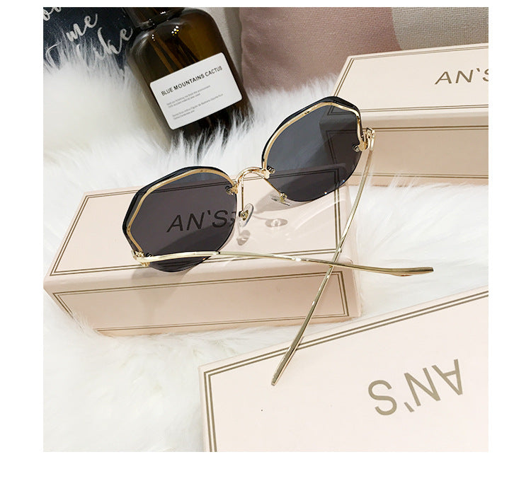 fashion pc polygon frameless women's sunglasses