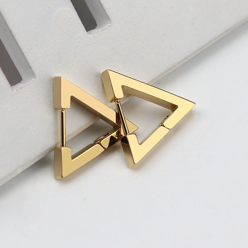 simple style triangle hexagon titanium steel plating drop earrings 1 pair