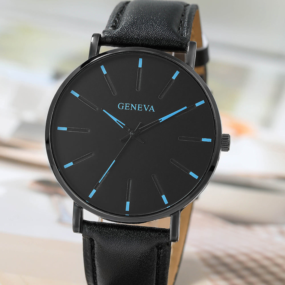 fashion solid color buckle quartz men's watches
