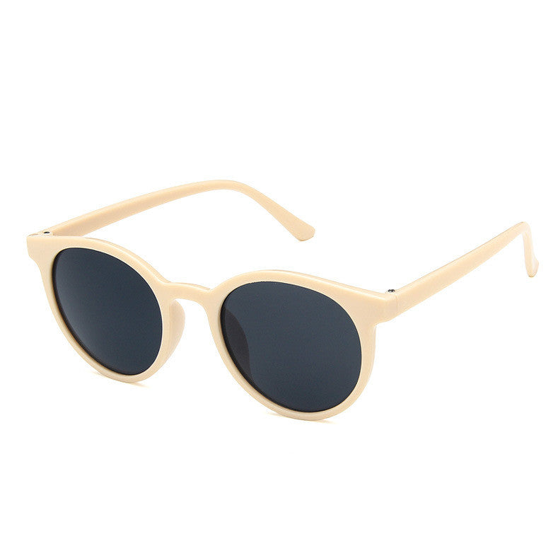 unisex retro solid color pc round frame sunglasses