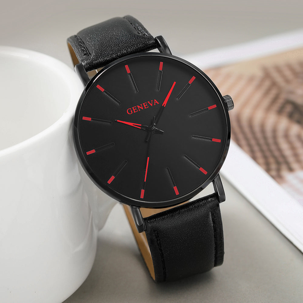 fashion solid color buckle quartz men's watches