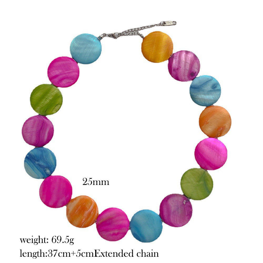 casual vacation round shell women's necklace