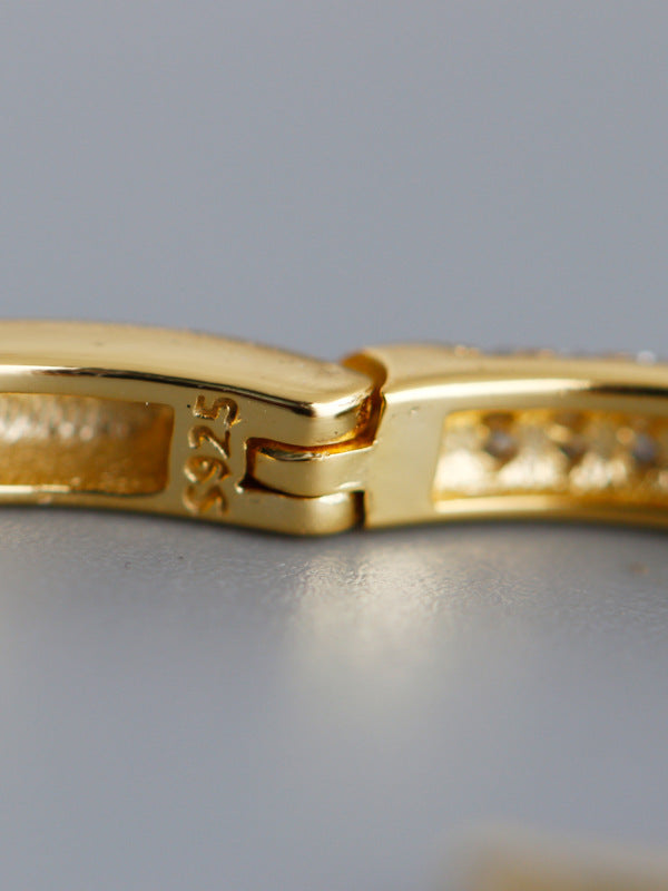 1 pair fashion circle inlay sterling silver zircon earrings