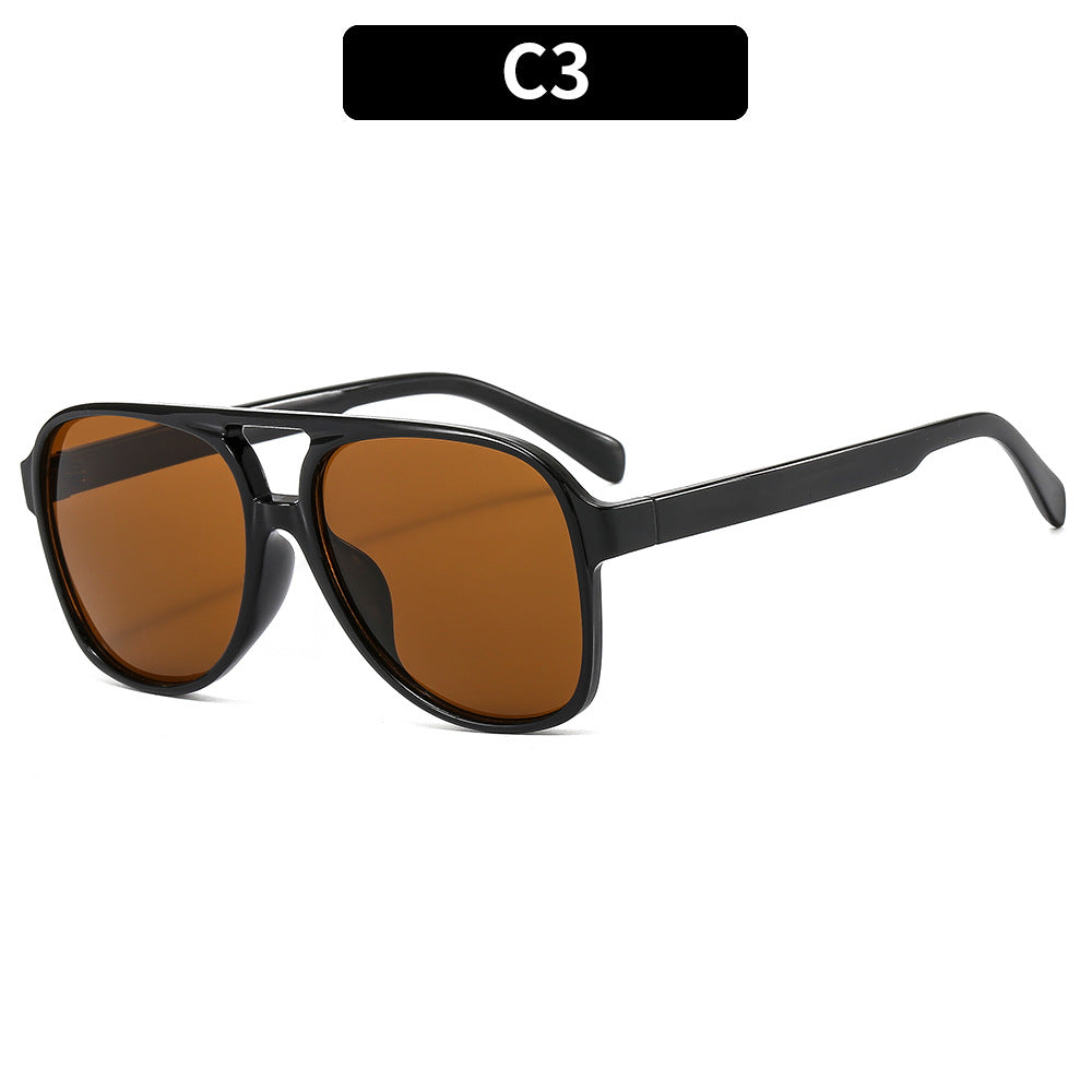 casual solid color leopard ac round frame full frame women's sunglasses