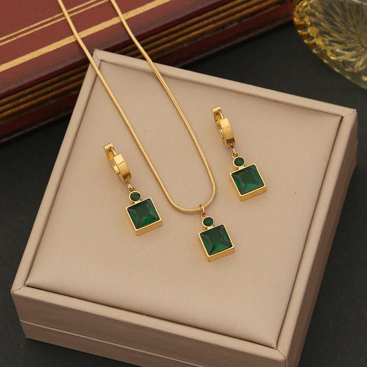 18K Gold Plated Simple Earrings Necklace