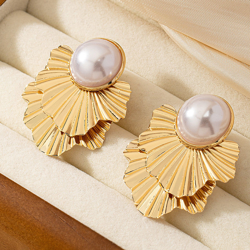 1 pair elegant vintage style ginkgo leaf plating inlay alloy acrylic 14k gold plated ear studs