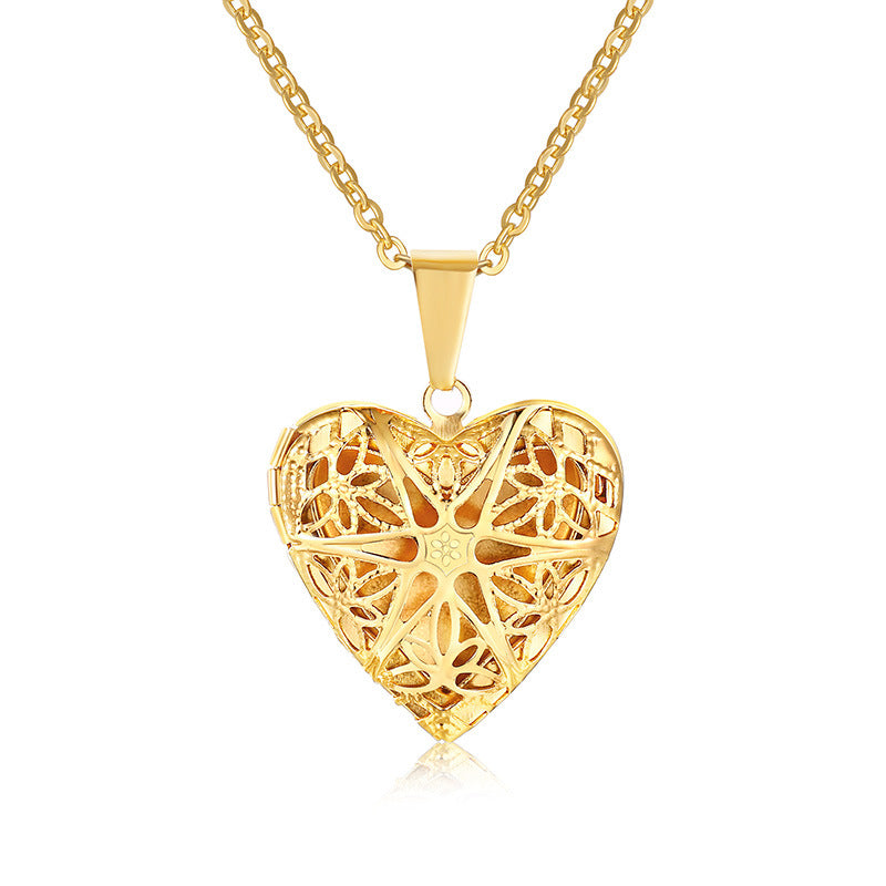 fashion heart shape titanium steel plating necklace