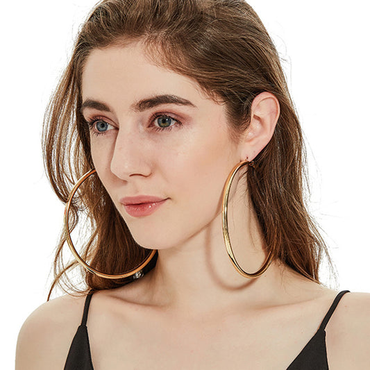 1 pair fashion circle plating metal gold plated silver plated earrings