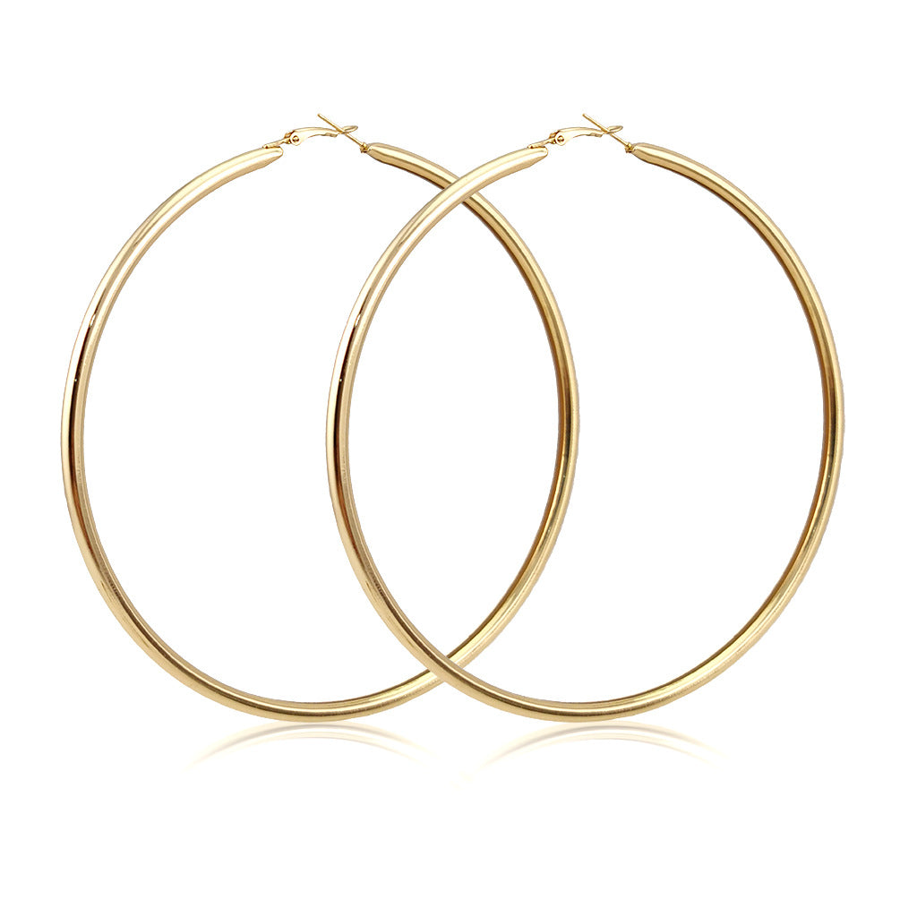 1 pair fashion circle plating metal gold plated silver plated earrings