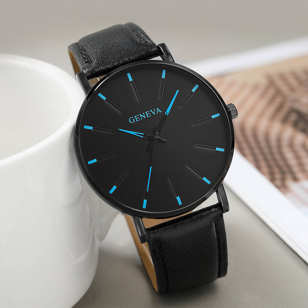 fashion solid color buckle quartz men's watches