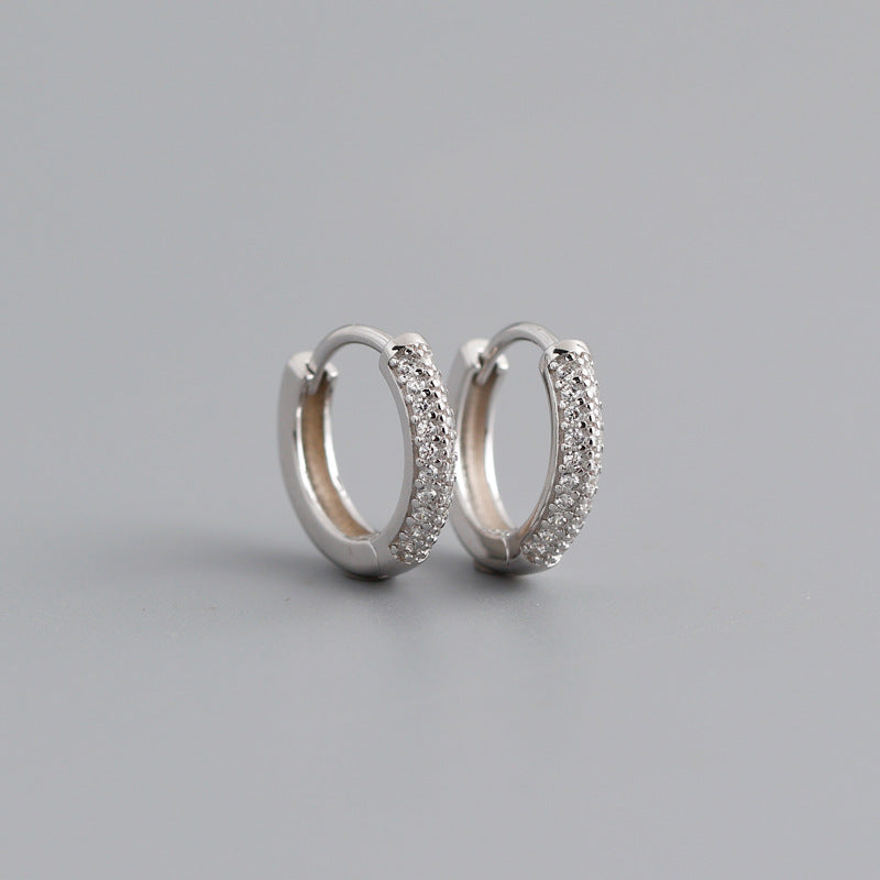 1 pair fashion circle inlay sterling silver zircon earrings