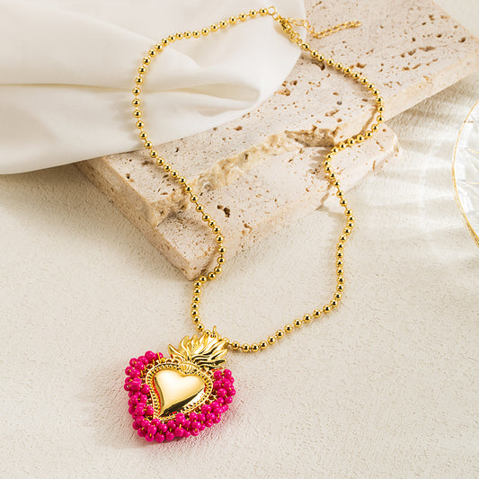 elegant vintage style simple style heart shape copper 18k gold plated pendant necklace in bulk