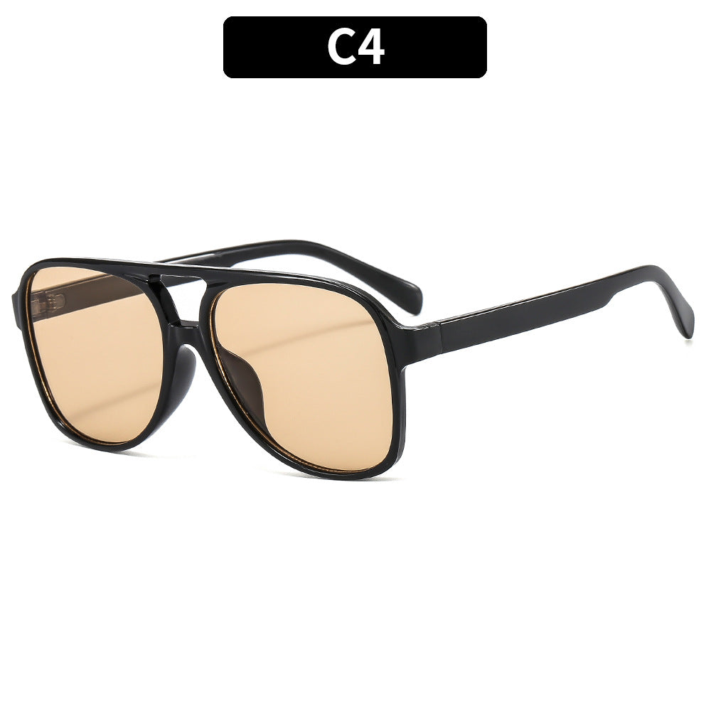casual solid color leopard ac round frame full frame women's sunglasses