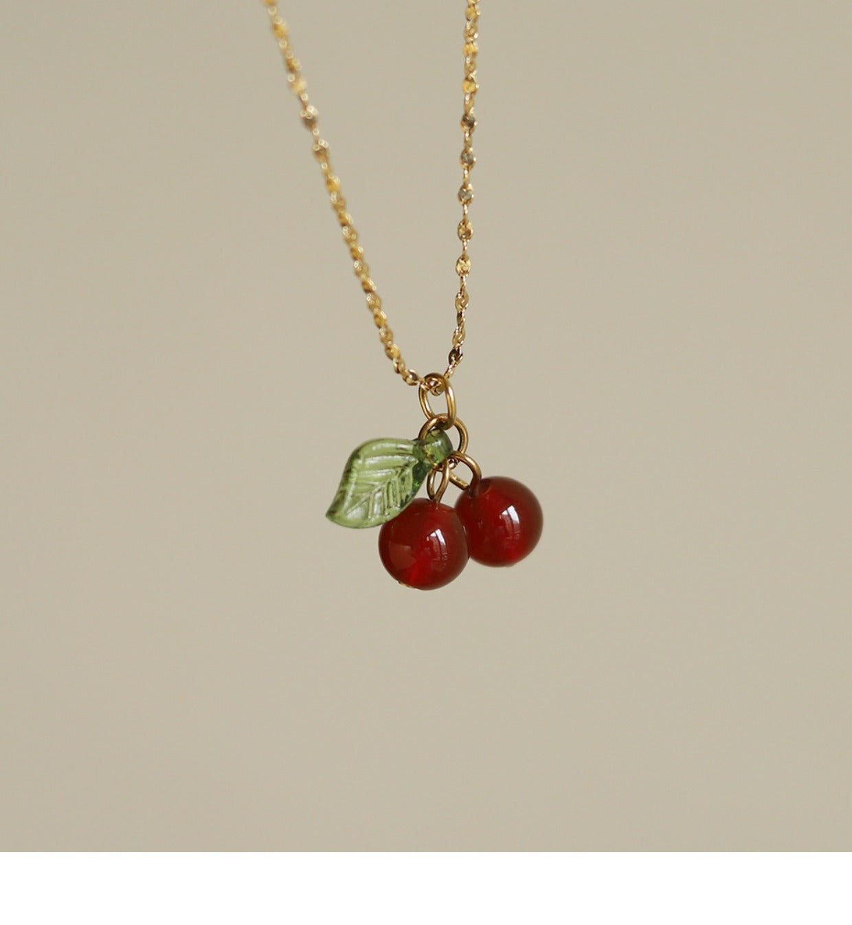 retro cherry titanium steel plating pendant necklace