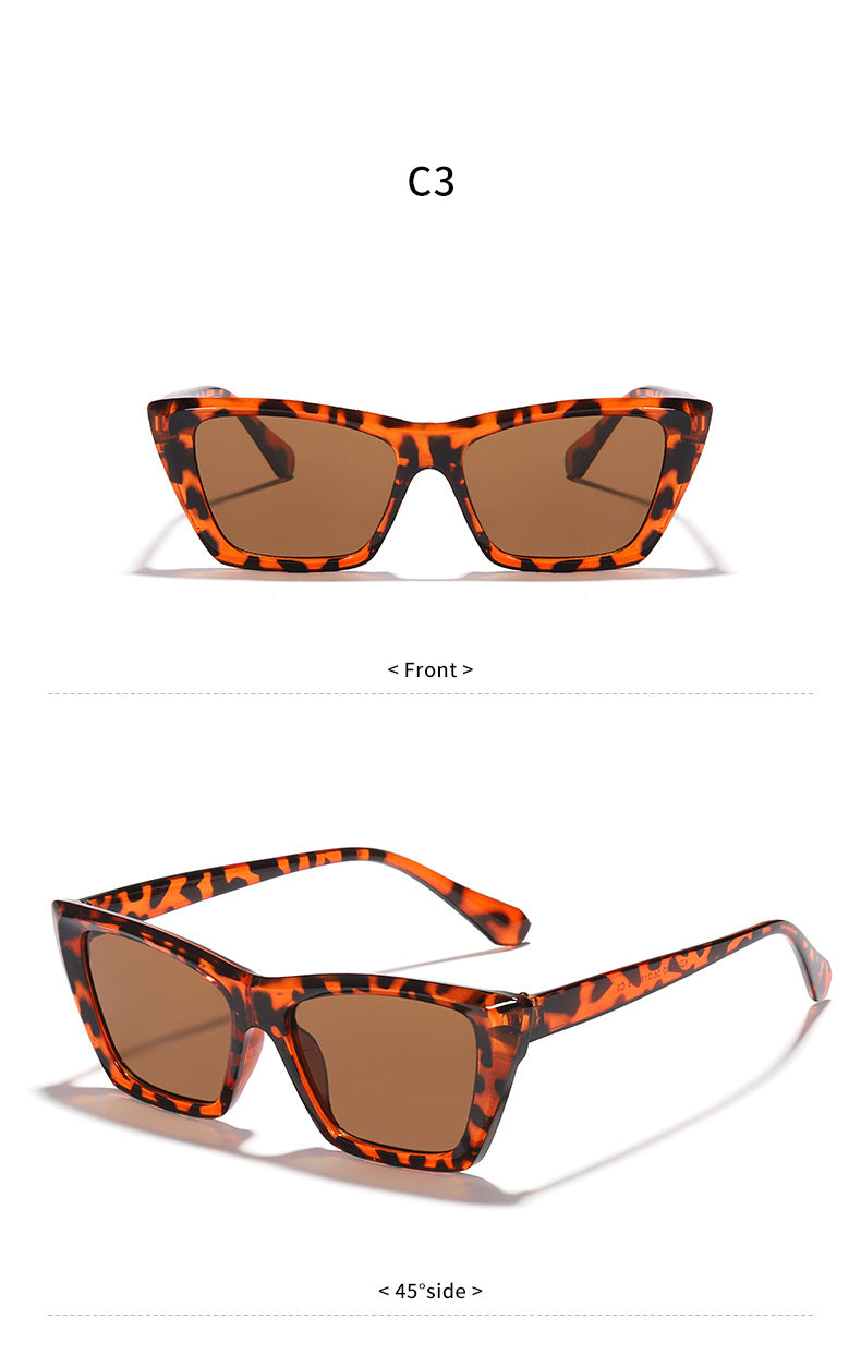 fashion leopard pc uv400 resin cat eye patchwork full frame women's sunglasses