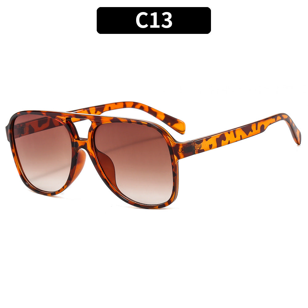 casual solid color leopard ac round frame full frame women's sunglasses