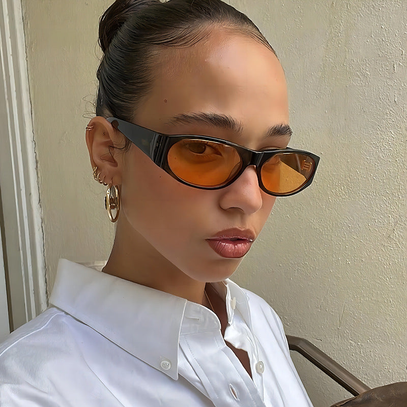 Streetwear Gradient Color Ac Oval Frame Full Frame Women's Sunglasses