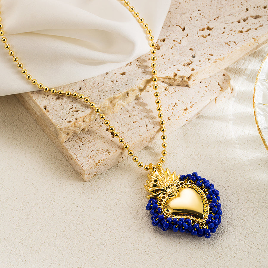 elegant vintage style simple style heart shape copper 18k gold plated pendant necklace in bulk