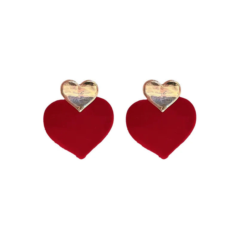 1 pair elegant romantic heart shape alloy ear studs