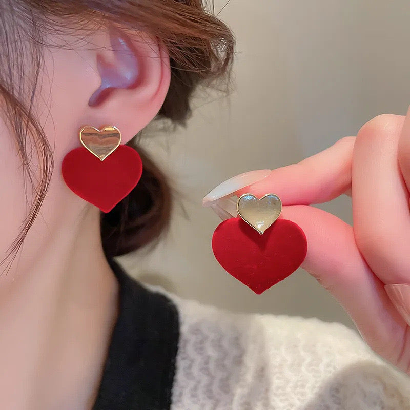1 pair elegant romantic heart shape alloy ear studs