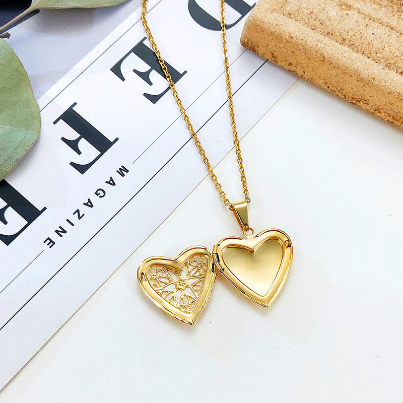 fashion heart shape titanium steel plating necklace