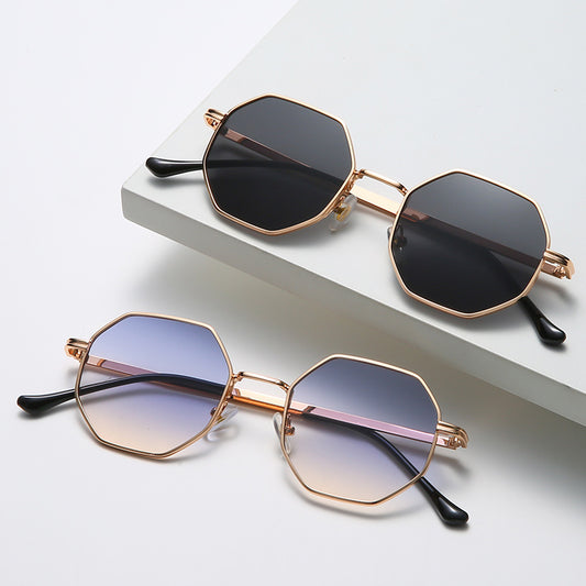 retro hexagon pc polygon full frame women's sunglasses