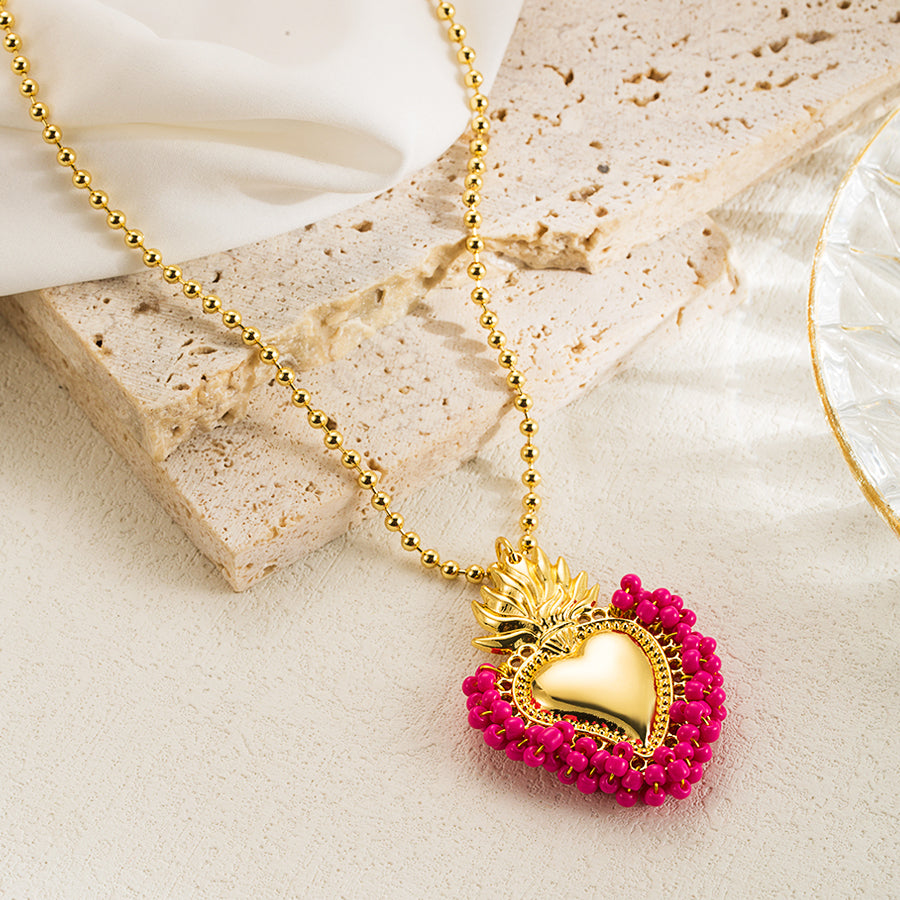 elegant vintage style simple style heart shape copper 18k gold plated pendant necklace in bulk