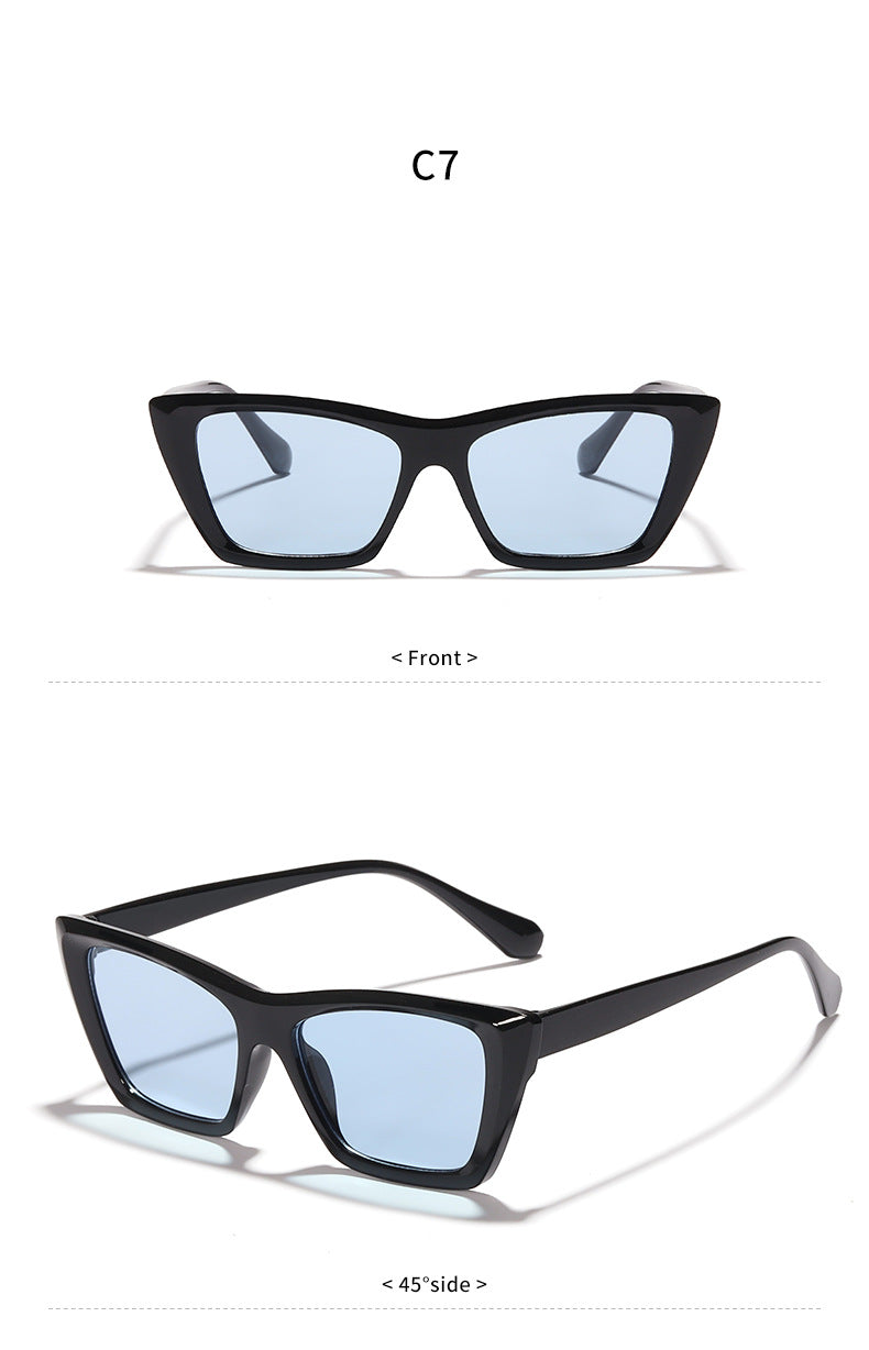 fashion leopard pc uv400 resin cat eye patchwork full frame women's sunglasses