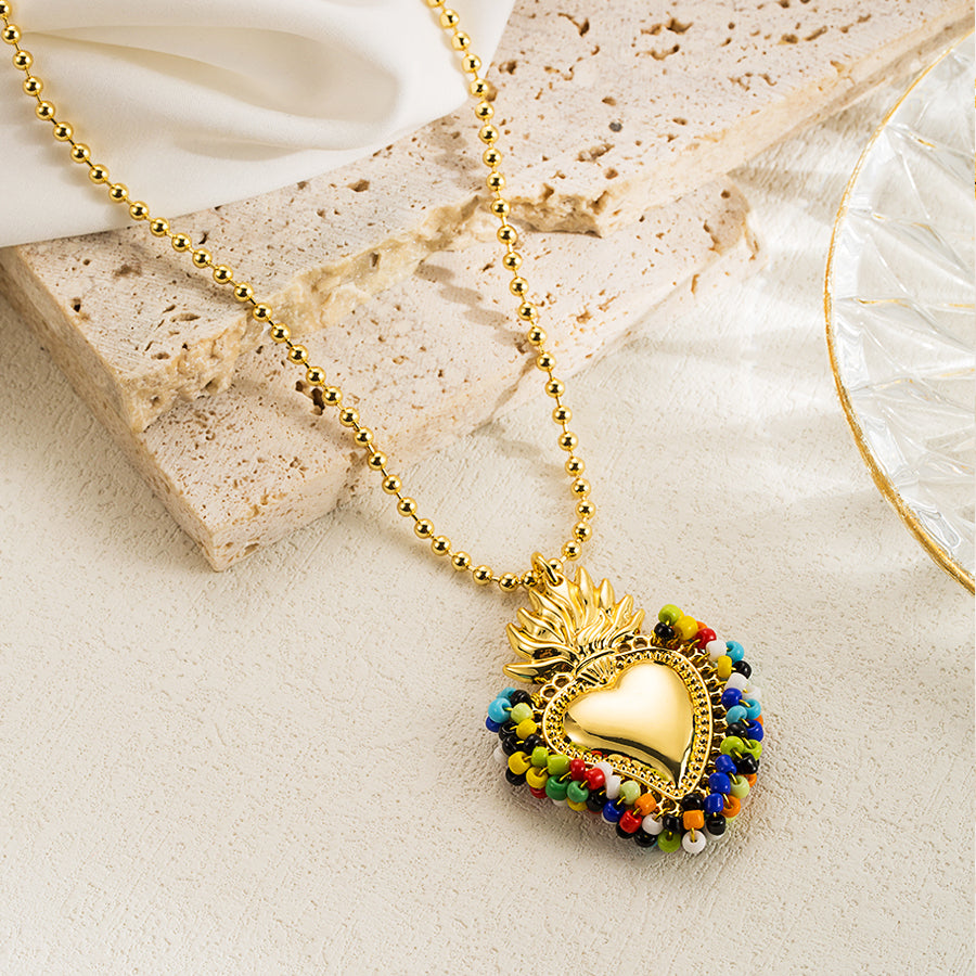 elegant vintage style simple style heart shape copper 18k gold plated pendant necklace in bulk