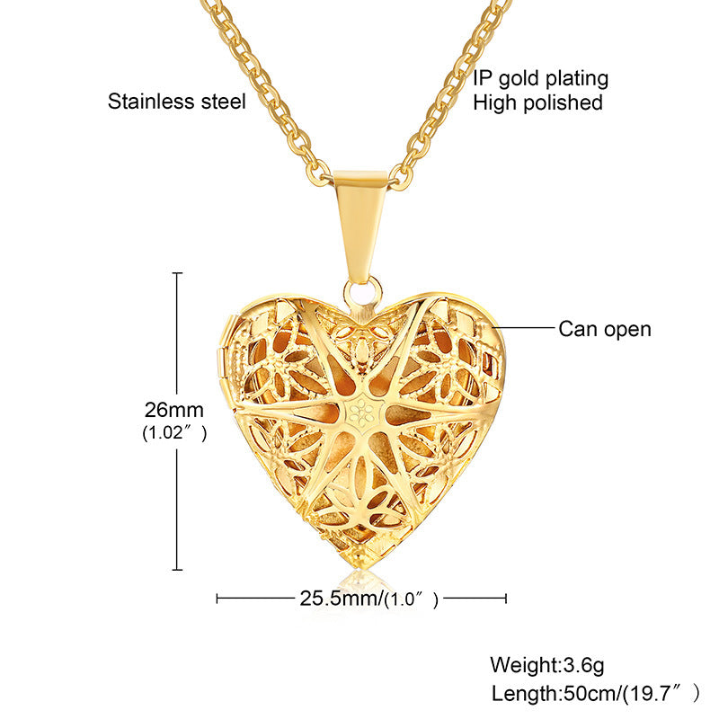 fashion heart shape titanium steel plating necklace