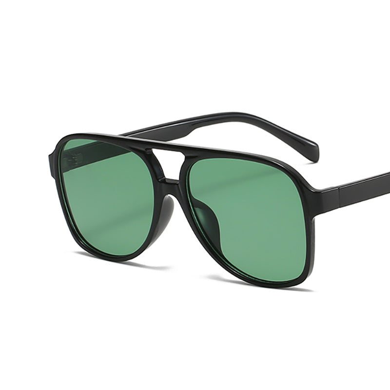 casual solid color leopard ac round frame full frame women's sunglasses