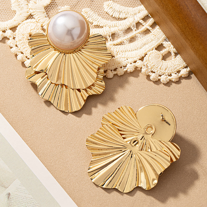 1 pair elegant vintage style ginkgo leaf plating inlay alloy acrylic 14k gold plated ear studs