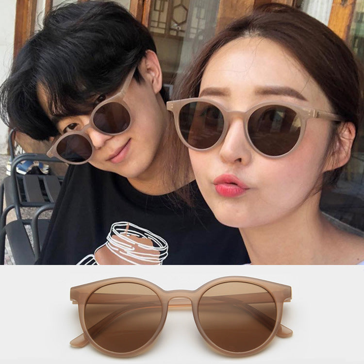 unisex retro solid color pc round frame sunglasses