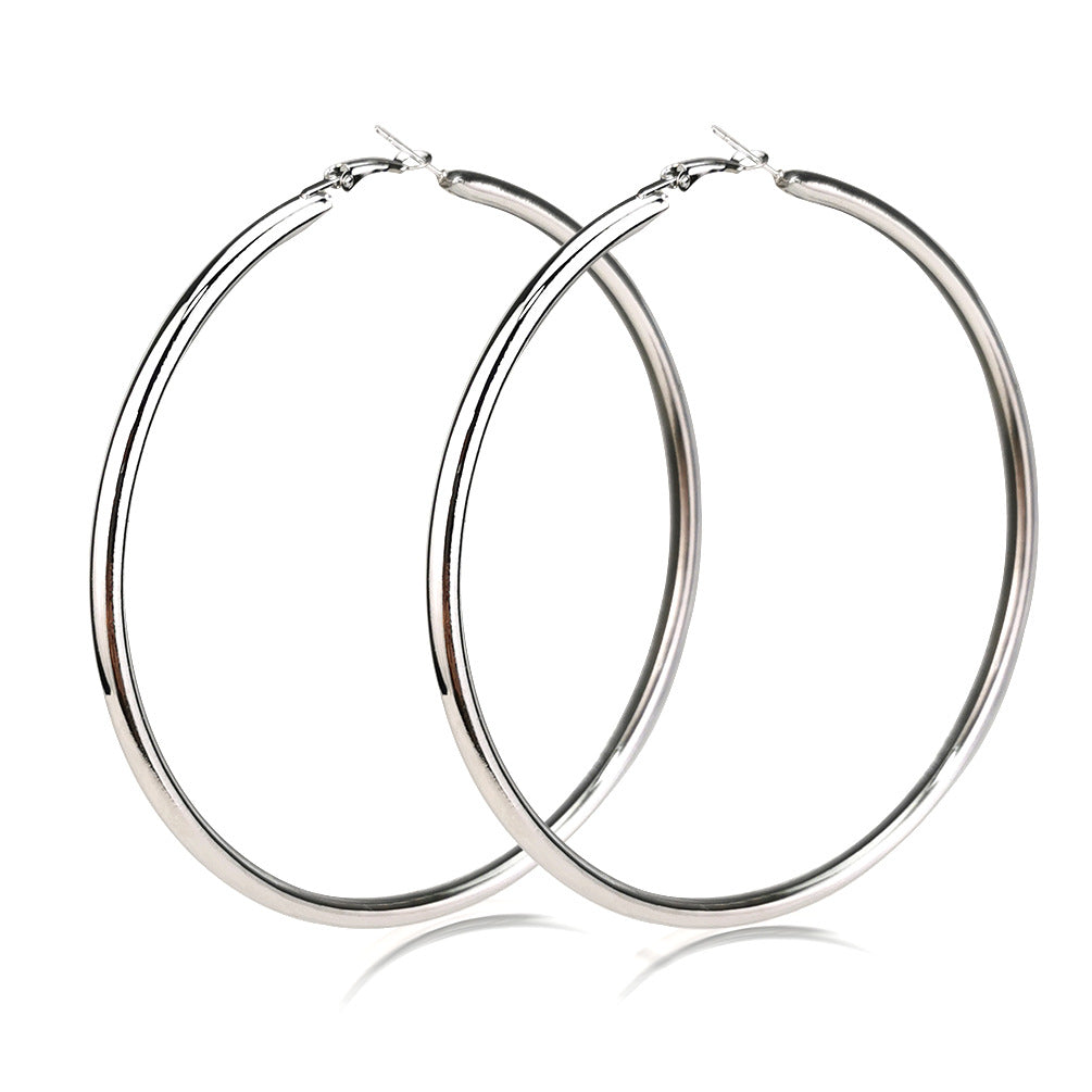 1 pair fashion circle plating metal gold plated silver plated earrings