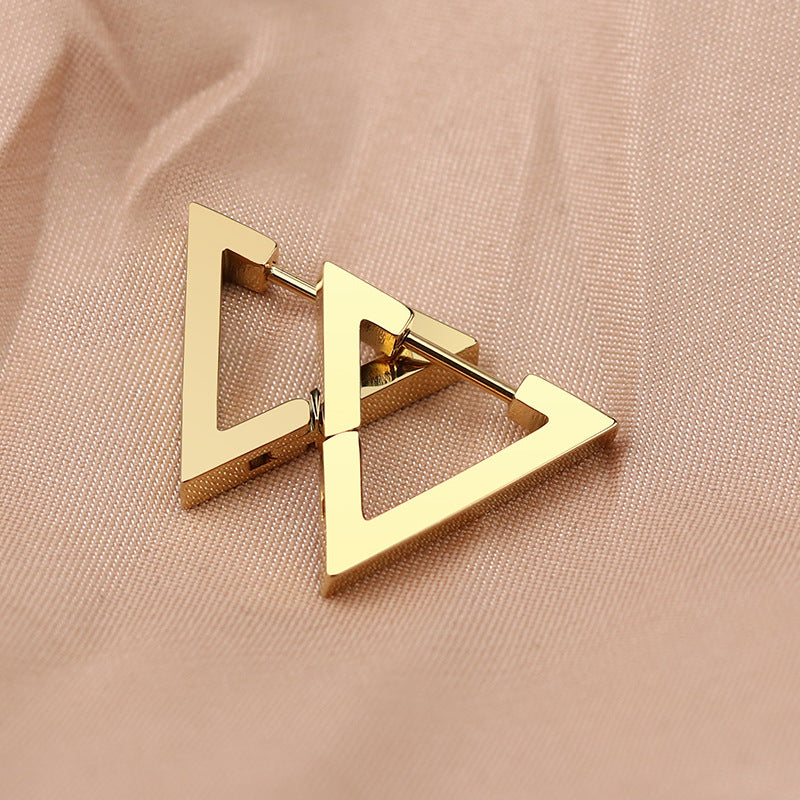 simple style triangle hexagon titanium steel plating drop earrings 1 pair