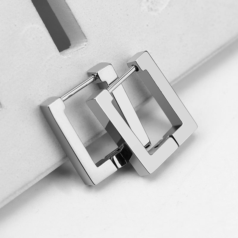 simple style triangle hexagon titanium steel plating drop earrings 1 pair