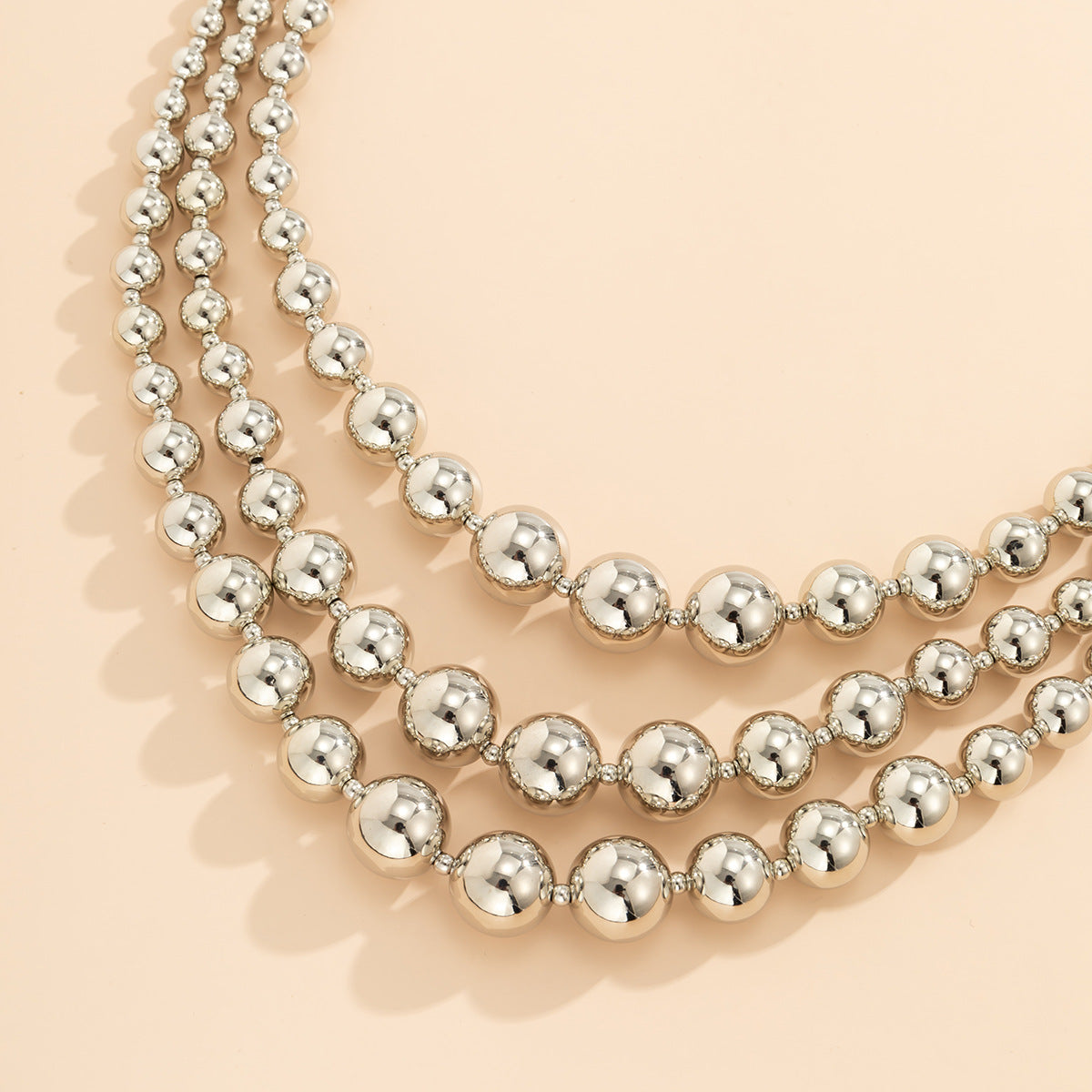 stacking multi-layer geometric round beads clavicle chain woven necklace