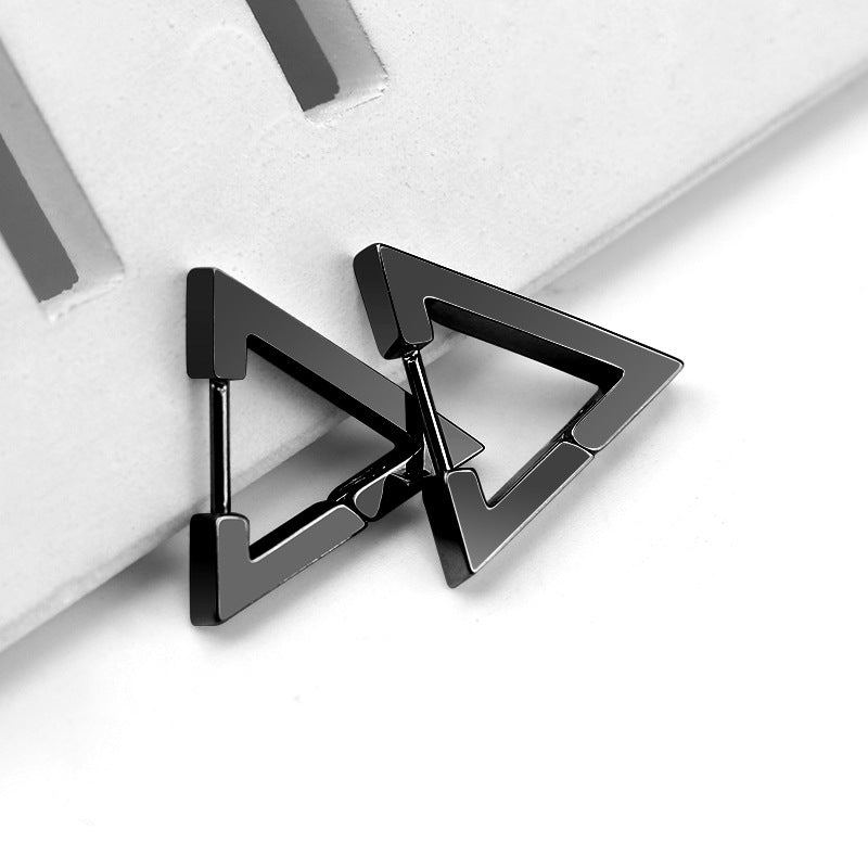 simple style triangle hexagon titanium steel plating drop earrings 1 pair