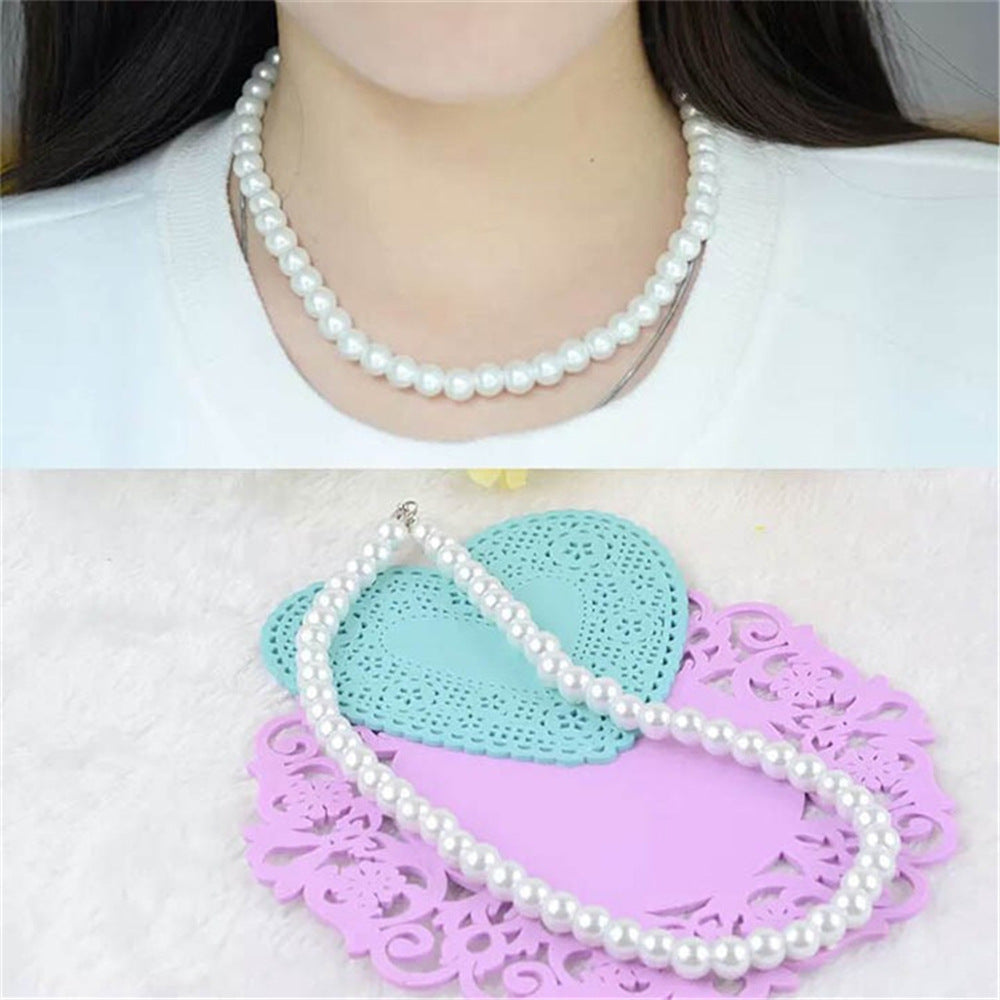 fashion geometric imitation pearl women's necklace