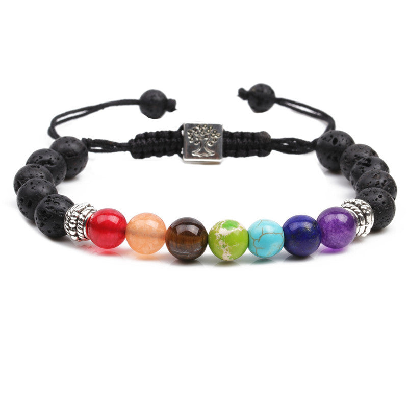 seven chakra woven balance beads yoga tree of life bracelet